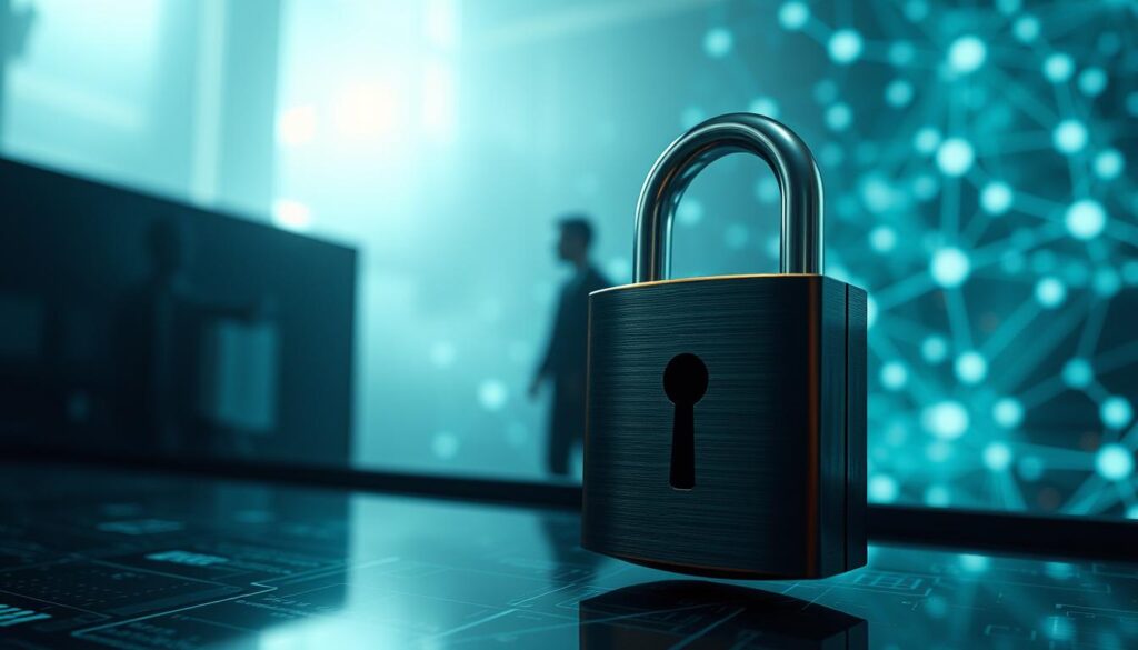 A serene digital oasis, where privacy and security intertwine seamlessly. In the foreground, a gleaming padlock symbolizes the safeguarding of sensitive user data, its metallic finish catching the soft, diffused light from overhead. The middle ground features a discreet silhouette of a person, their digital footprint concealed by a shimmering veil of translucent protection. In the background, a network of interconnected nodes and data streams flows gently, conveying the notion of a secure, well-maintained online ecosystem. The overall tone is one of tranquility and trust, inviting the viewer to explore the realm of safe, private entertainment.