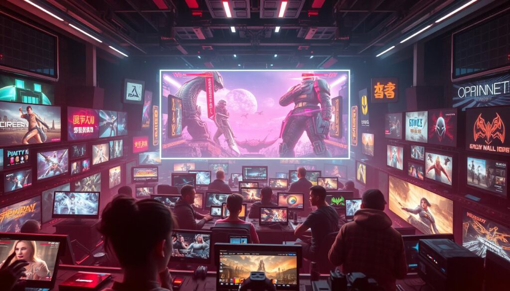 A vibrant, diverse array of digital entertainment options unfolds before the viewer. In the foreground, a kaleidoscope of game genres and platforms captivates - from fast-paced action to immersive role-playing, each offering a unique interactive experience. In the middle ground, cutting-edge graphics and immersive soundscapes draw the viewer into a world of boundless possibilities. The background features a sleek, modern interface, hinting at the seamless integration of technology that powers this vast digital playground. Warm, inviting lighting and a sense of depth and dynamism convey the excitement and engagement inherent in this rich gaming ecosystem. This image captures the essence of the "遊戲多樣性" experience - a testament to the industry's ongoing evolution and the diverse delights awaiting discerning players.